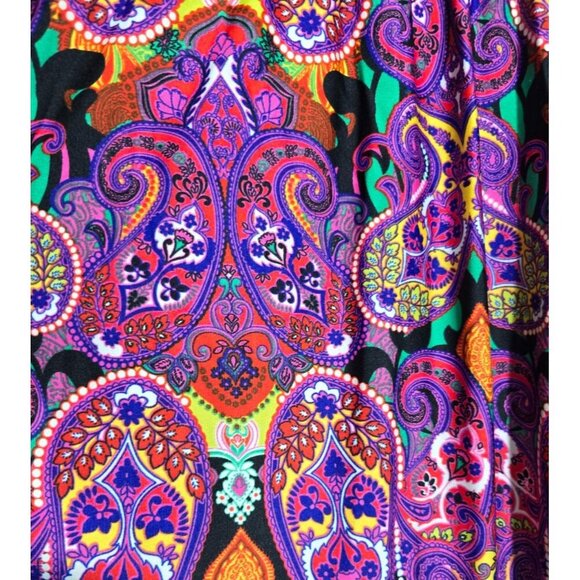 Shelby & Palmer Maxi Dress 20W Paisley Blouson Stretch Boho Pullover Tie Waist - Picture 9 of 11